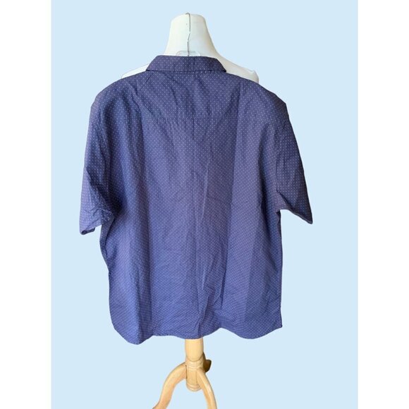 BURNSIDE MENS SHORT SLEEVE COLLARED BUTTON UP NAVY WHITE DOT SHIRT NEW XL - Picture 6 of 7